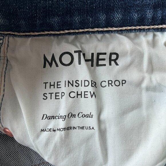 Mother The Insider Crop Step Chew Jeans Size 27 High Rise Denim Dancing on Coals - Picture 4 of 10